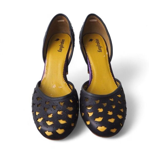 Faryl Robin Perforated Heels Navy / Yellow Women's 10 - Picture 3 of 13